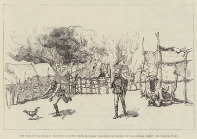 De oorlog in de Soedan, gemonteerde infanterie die Tamai verbrandt door Amedee Forestier